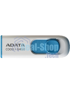 Флешка USB ADATA С008 (AC008-64G-RWE), 64Gb, USB 2.0, R/W 15/5, белый/синий