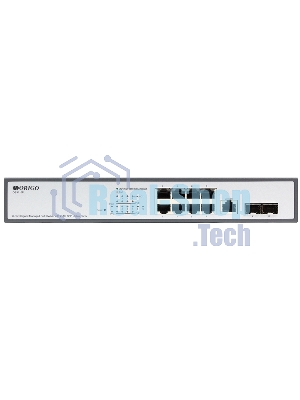 Коммутатор Managed L2 Switch 8x1000Base-T PoE, 2x1000Base-X SFP, PoE Budget 135W, RJ45 Console, 19