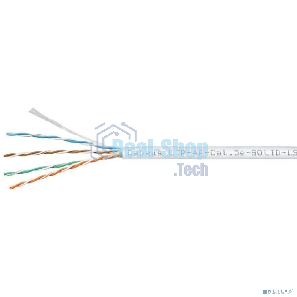 Кабель витая пара UTP (U/UTP) Cabeus UTP-4P-Cat.5e-SOLID-LSZH-WH cat.5e, 4 пары (24 AWG), одножильный, белый, LSZH, нг(А)-HF, (305 м)