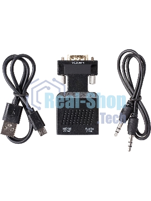 Переходник VCOM CA337A VGA(M)+audio+microUSB --> HDMI(F)1080*60Hz