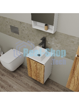 Комплект для ванной, 3 предмета (Тумба Bau Dream Blackwood 40, раковина BAU Mini 24х24, смеситель для раковины высокий Hotel Black, черный)