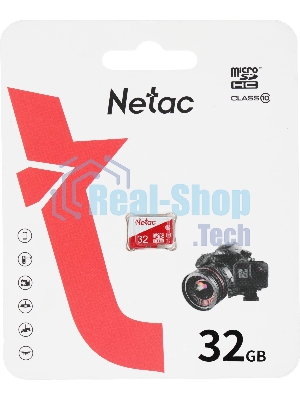 Флеш карта Netac P500 ECO 32Gb MicroSDHC C10 up to 80Mb/s, retail pack card only