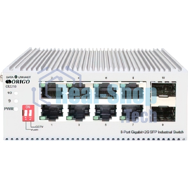 Коммутатор ORIGO Unmanaged Industrial Switch 8x1000Base-T, 2x1000Base-X SFP, Surge 4KV, -40 to 75°C