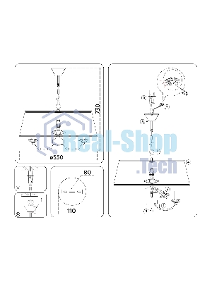 Люстра Ambrella light LH75021/5 GD/PI золото/розовый E14/5 max 40W D550*730