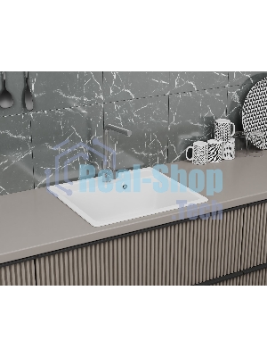 Мойка для кухни BAU Stil White snow 56х50, выпуск с сифоном в комплекте, белый снег