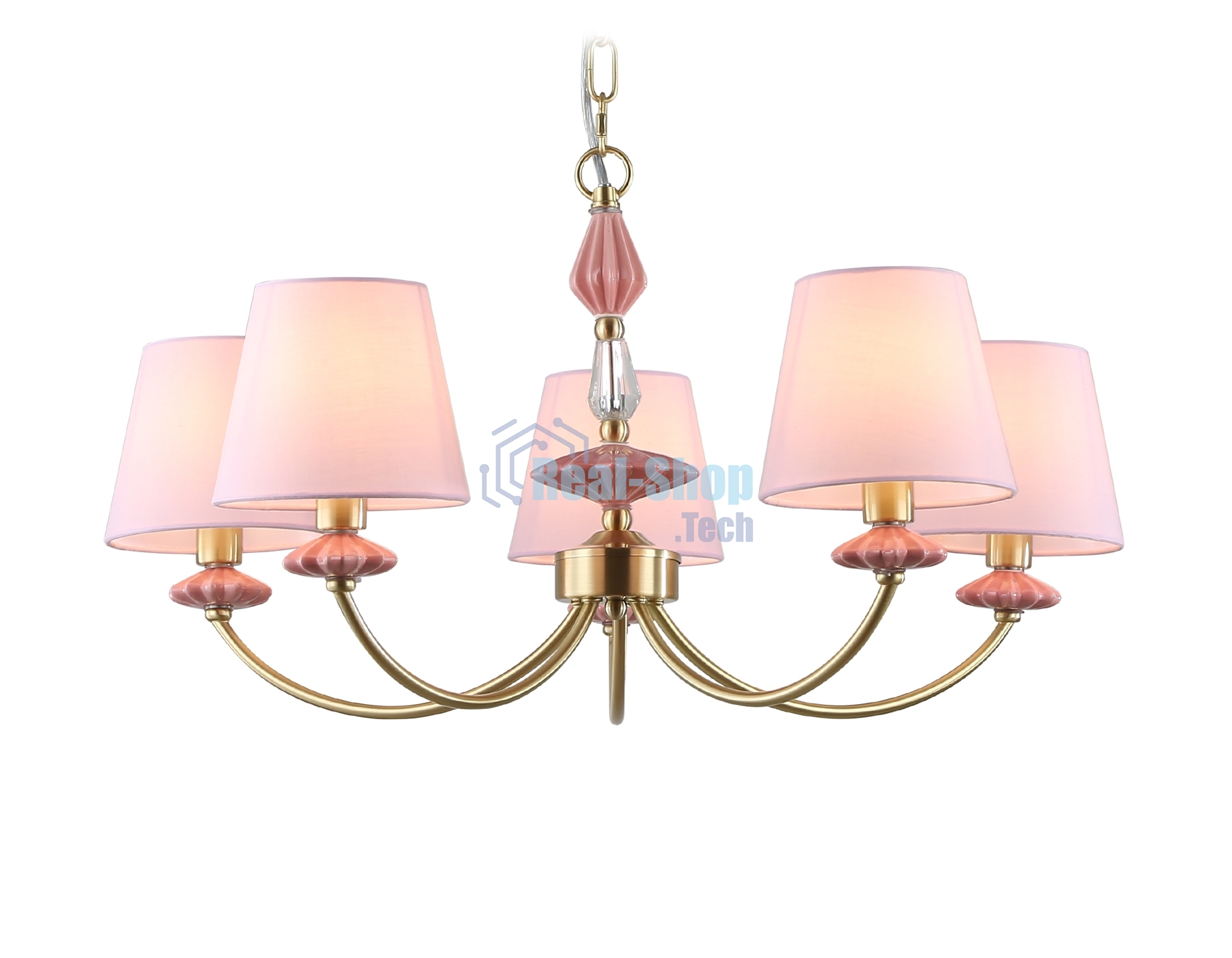 Люстра Ambrella light LH75024/5 GD/PI золото/розовый E14/5 max 40W D700*780