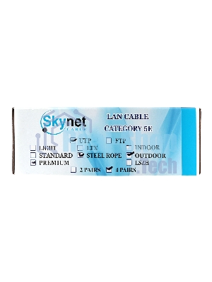 Кабель SkyNet Premium UTP outdoor 4x2x0,51 на тросу, медный, FLUKE TEST, кат.5e, однож., 100 м, box, черный