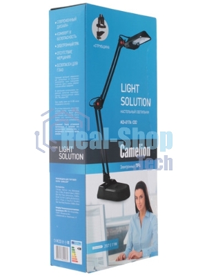 Лампа настольная Camelion KD-017A С0211W черный в к-те база+струбцина
