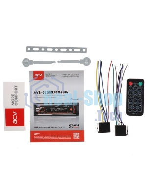 Автомагнитола ACV AVS-930BR, 1 DIN, Bluetooth, USB Type-A, AUX, пульт ДУ