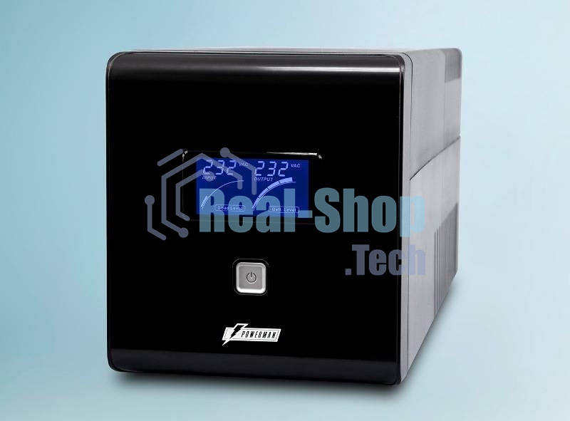 Источник бесперебойного питания PowerMan Smart Sine 1000 черный (Pure Sine Wave/LCD Display/USB/Software/RJ11/45)