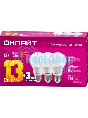 Лампа светодиодная ОНЛАЙТ 80 875 OLL-F-A60-09-230-4K-E27 80875