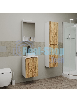 Комплект для ванной, 3 предмета (Тумба Bau Dream Blackwood 40, раковина BAU Mini 24х24, смеситель для раковины высокий Hotel Black, черный)