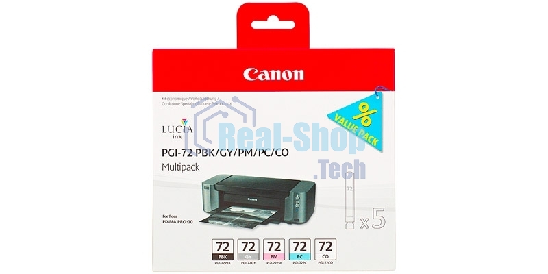 Картридж струйный Canon PGI-72 PBK/GY/PM/PC/CO Multi Pack (510 стр. 5 шт по 14 мл) для Canon PIXMA PRO-10, PRO-10S