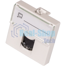 Вставка Mosaic 45x45, RJ-45 UTP, кат.6, со шторкой и увеличенным окном маркировки, белая