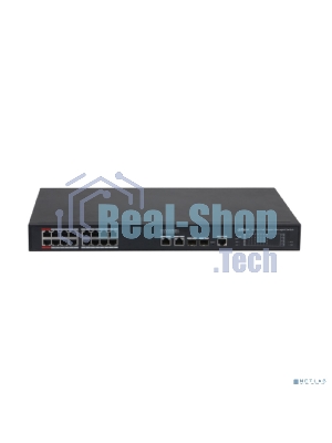 Коммутатор 20-портовый гигабитный управляемый с PoE Dahua DH-S4220-16GT-240, уровень L2, 16xRJ45 1Gb PoE, 2xRJ45 1Gb, 2xSFP 1Gb, суммарно до 240Вт, коммутация 56 Гбит/с, MAC-таблица 8к, металл