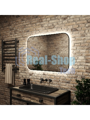 Зеркало Bau Black Rand 100х70, с LED фоновой подсветкой, бесконтактным сенсором, черной окантовкой