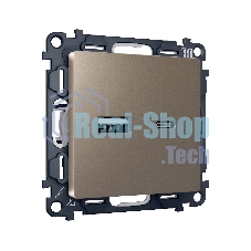 Комплект механизма розетки ALFA Темная бронза матовый 2USB A+C 20W (быстрая зарядка) QUANT (AP6410, VM177) MA641010