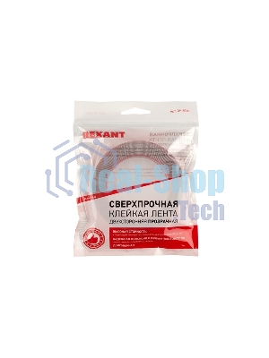 Двухсторонний скотч Rexant, прозрачный, на акриловой основе, 20 мм, ролик 5 м