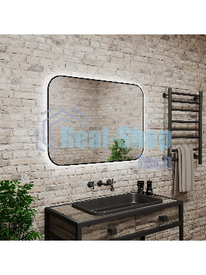 Зеркало Bau Black Rand 100х70, с LED фоновой подсветкой, бесконтактным сенсором, черной окантовкой