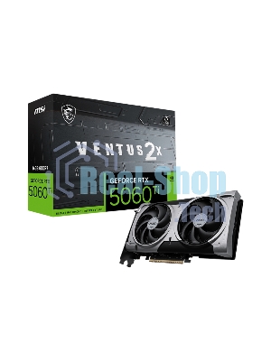 Видеокарта MSI RTX 5060 Ti VENTUS 2X OC PLUS, NVIDIA RTX 5060 Ti, 16 ГБ GDDR7, 128 бит, PCI-e 5.0, 1xHDMI, 3xDP, 2602 МГц