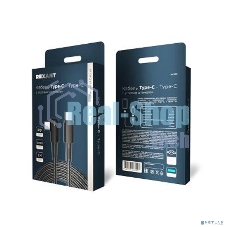 Кабель Rexant Type-C – Type-C, 5А, 100Вт, 1м, в черной нейлоновой оплетке, с угловым штекером и световой индикацией
