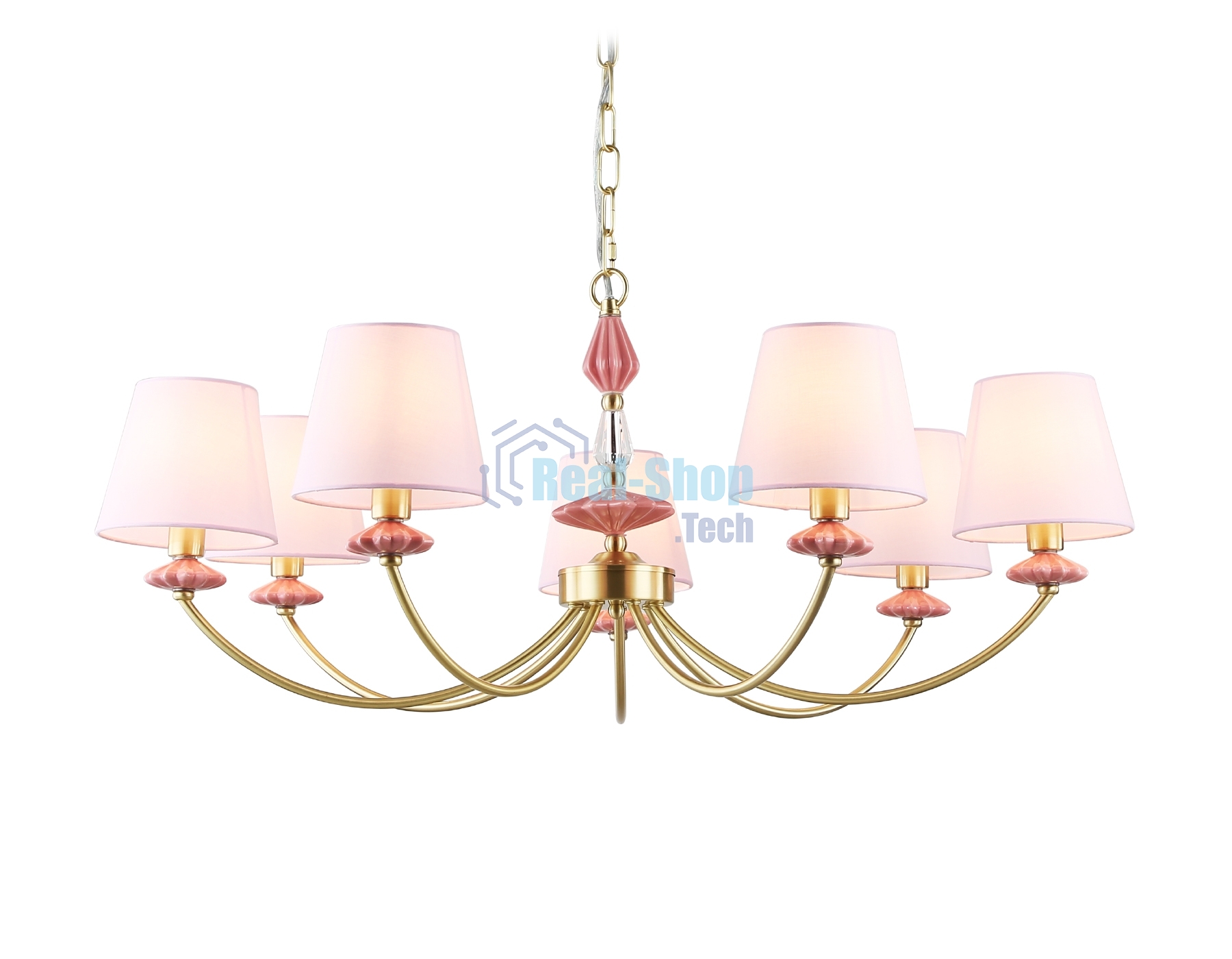Люстра Ambrella light LH75025/7 GD/PI золото/розовый E14/7 max 40W D890*800