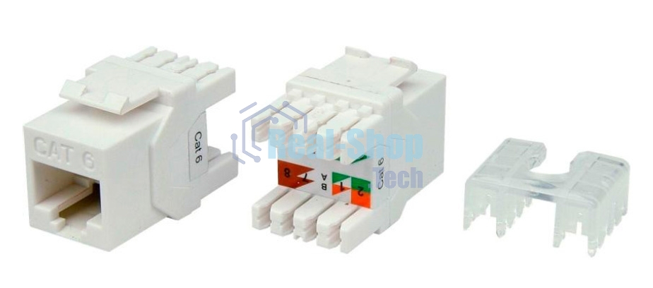 Вставка Keystone Jack RJ-45(8P8C) кат. 6 180град. KJ8-8P8C-C6-180-WH бел. Hyperline 426189