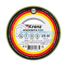 Изолента ПВХ Kranz 0.13х15 мм, 25 м, желто-зеленая (5 шт./уп.)
