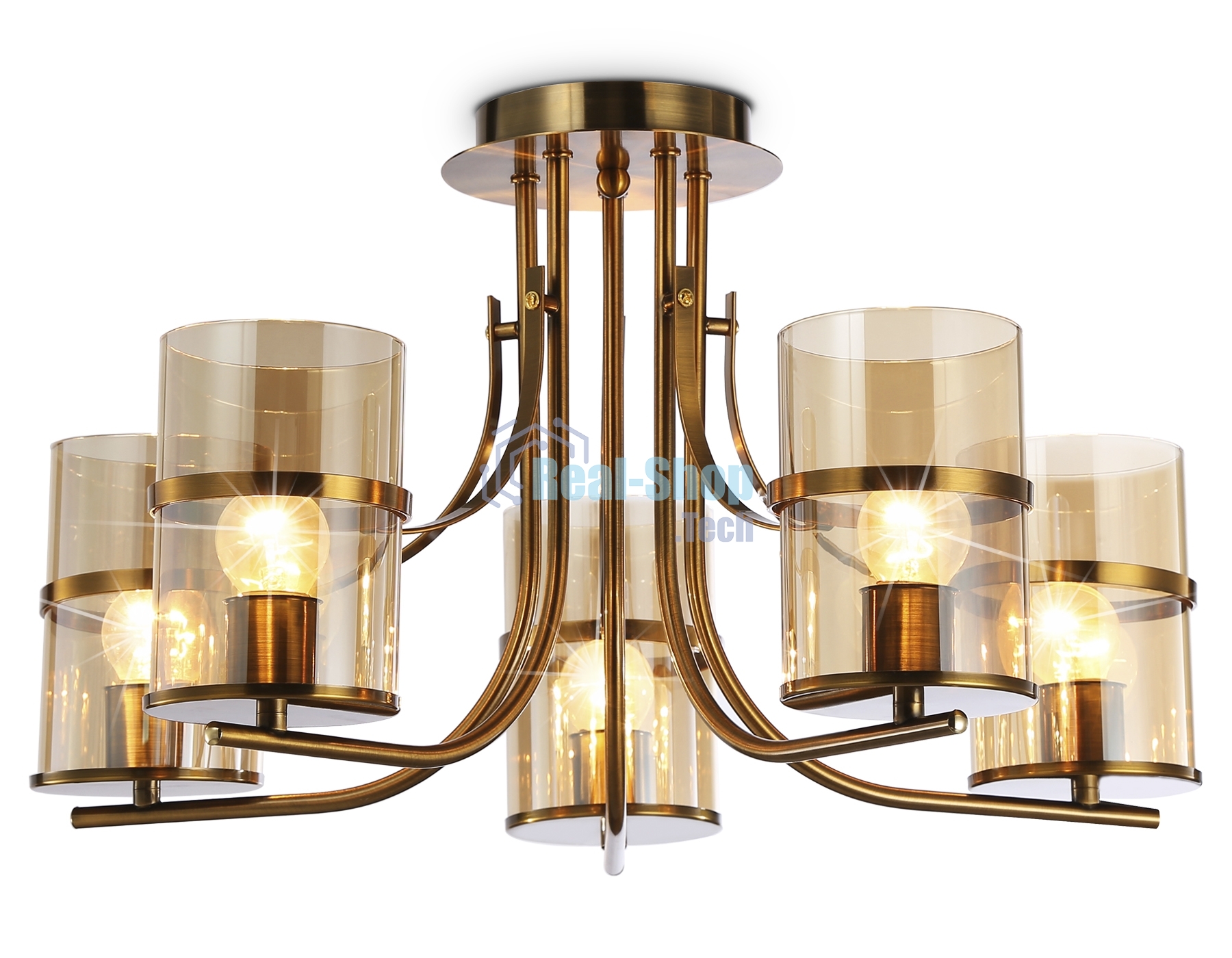 Светильник Ambrella light TR3222/5 GD/TI золото/янтарь E27*5 max 40W D540*300