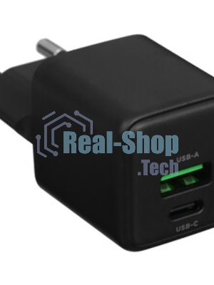 Сетевое зарядное устройство Rexant с двумя портами USB-A и Type-C, 20Вт GaN