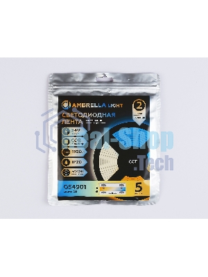 Светодиодная лента Ambrella light GS4901 COB 608Led/ 12W m/ 24V IP20 CCT 3000-6500K/ 5m*8mm*2.2mm (3 конт.)