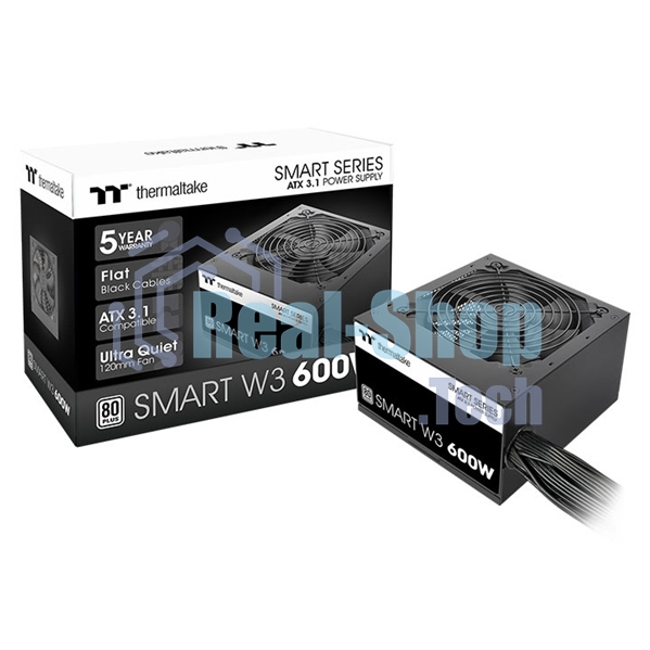 Блок питания Thermaltake Smart W3 600W, ATX 3.1, APFC, 12cm Fan, 80 PLUS, Retail