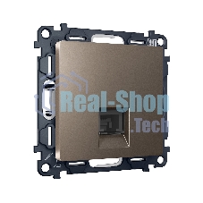 Комплект механизма компьютерной розетки ALFA Темная бронза матовый RJ-45(8P8C) CAT6 с шторкой QUANT (AP6420, VM188) MA642010
