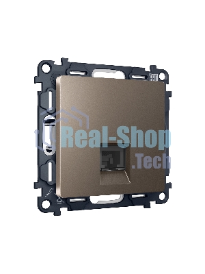 Комплект механизма компьютерной розетки ALFA Темная бронза матовый RJ-45(8P8C) CAT6 с шторкой QUANT (AP6420, VM188) MA642010