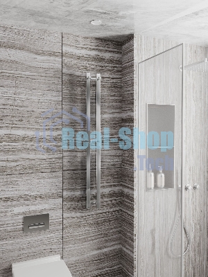 Полотенцесушитель дизайнерский электрический, профильный BAU Stella Square 10х120, 2 коллектора, 2 крючка, нерж. сталь полированная