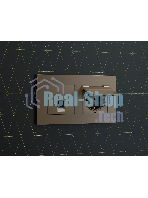 Комплект механизма компьютерной розетки ALFA Темная бронза матовый RJ-45(8P8C) CAT6 с шторкой QUANT (AP6420, VM188) MA642010