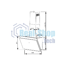 Вытяжка Centek CT-1830-60 Black <наклонная> ширина 60 см, 1000 м3/час (233 Вт), 3 скор, LED, сенсор