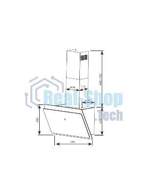 Вытяжка Centek CT-1830-60 Black <наклонная> ширина 60 см, 1000 м3/час (233 Вт), 3 скор, LED, сенсор