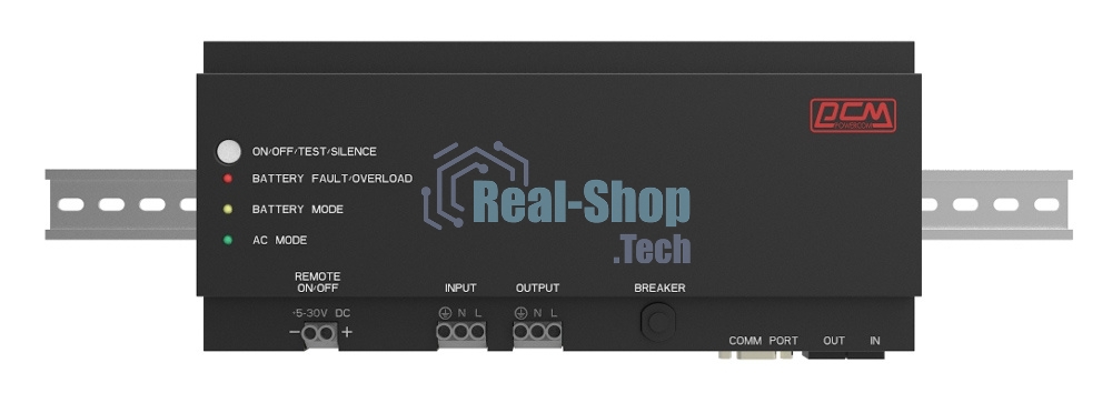 Источник бесперебойного питания Powercom DRU 850VA/510W, DIN Rail, 230V, RS-232, 2 year warranty (1114019)