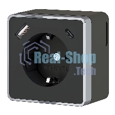 Розетка с заземлением, шторками и USB тип A+C Gallant (чёрный хром)