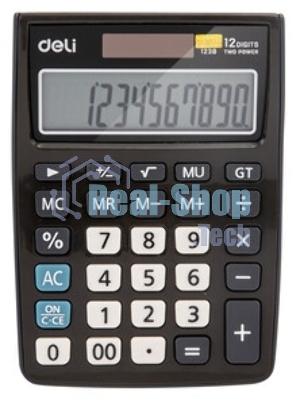 Калькулятор настольный Deli E1238 black черный 12-разр. 1003509