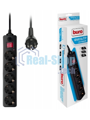 Сетевой фильтр Buro 500SH-5-B 5 м, 5 розеток, черный, коробка