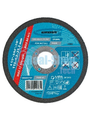 Круг отрезной по металлу Gross SWA60TBF 115х1.2х22.2мм 74362