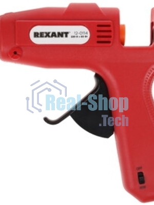 Пистолет клеевой Rexant, 60 Вт, Ø11 мм, ПРОЗРАЧНЫЙ корпус, с кнопкой, блистер