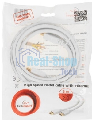 Кабель Cablexpert HDMI CC-HDMI490-10, 19M/19M, v2.0, медь, позол.разъемы, экран, угловой, 3м, черный, пакет