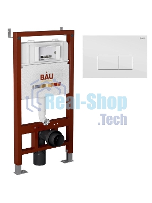 Инсталляция BAU PRO для подвесного унитаза, клавиша смыва BAU Hotel для инсталляции, белый глянец