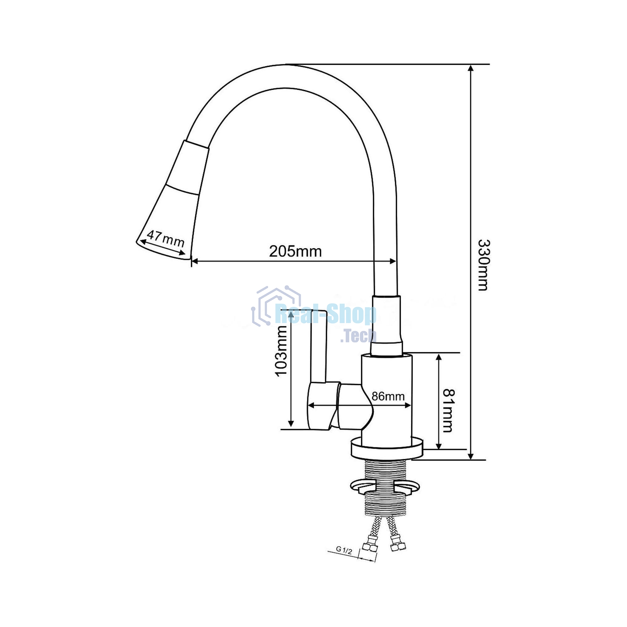 SUS123GY-016F Смеситель для кухни, ø35