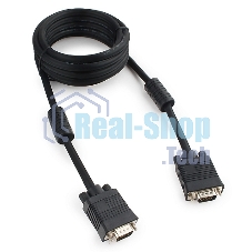 Кабель VGA Premium Cablexpert CC-PPVGA-10-B, 15M/15M, 3.0м, черный, тройной экран, феррит.кольца, пакет