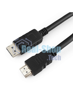 Кабель Cablexpert DisplayPort->HDMI, 5м, 20M/19M, черный, экран, пакет