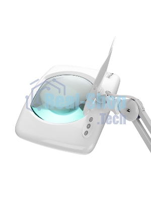 Лупа на струбцине Rexant, квадратная, 5D, с подсветкой 60 SMD LED, сенсорный регулятор яркости, белая